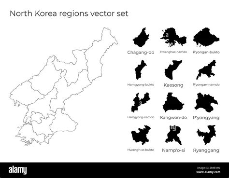 Mapa De Corea Del Norte Con Formas De Regiones Mapa Vectorial En Blanco Del País Con Regiones