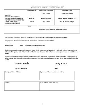 Fillable Online Addendum To Request For Proposals Rfp Addendum Date