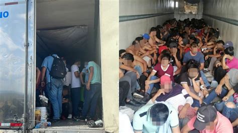 Rescatan de caja de tráiler a 127 migrantes hondureños en la carretera