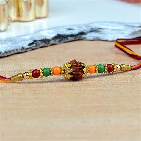 Simple Rudraksh With Triple Beads Rakhi Rudraksh Rakhi