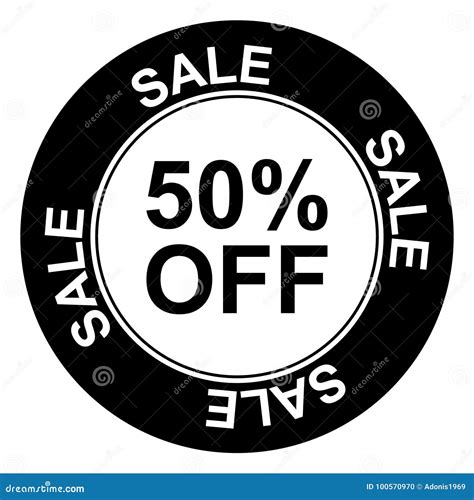 Black And White 50 Off Sign Stock Vector Illustration Of Marketing