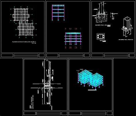 Estructura En Acero De 3 Niveles En Dwg 48285 Kb Librería Cad