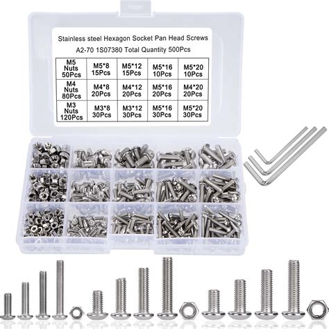 Vis et Ecrou M3 M4 M5 M6 520PCS Kit Assortiment Vis Boulons Vis à Tête