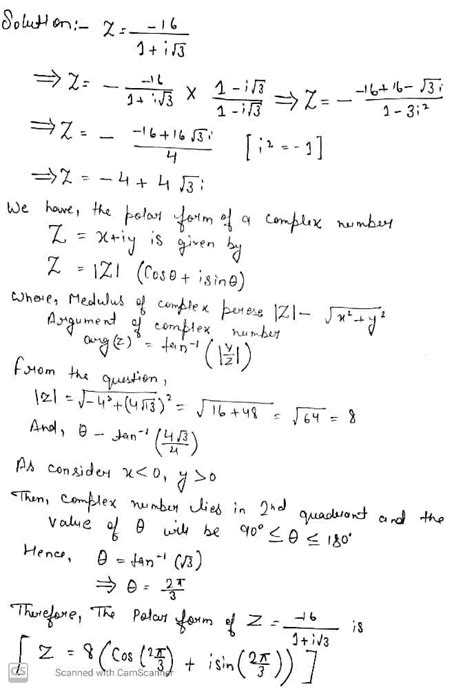 Find The Modulus And Argument Of The Following Complex Numbers And