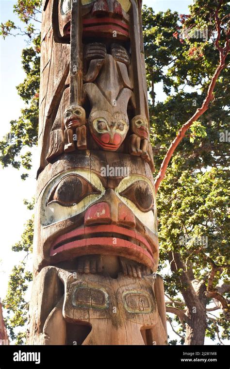 Totem Pole In Victoria Vancouver Island British Columbia Canada