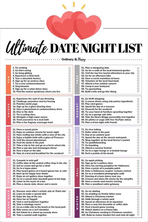 Date Ideas The Ultimate Date Night Ideas List Cute Date Ideas