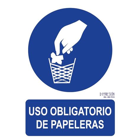 Señal uso obligatorio de papeleras ISO 7010 29 7x 21cm PVC