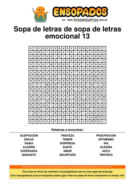 Sopa De Letras De Sopa De Letras Emocional Sopa De Letras De Sopa