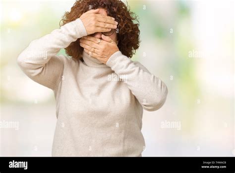 Beautiful Middle Ager Senior Woman Wearing Turtleneck Sweater And