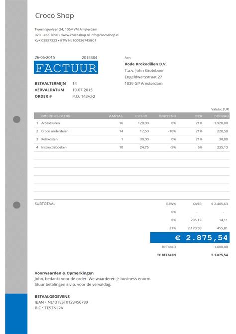 Stijlvol Voorbeeld Factuur In Excel Factuursjablonen Nl