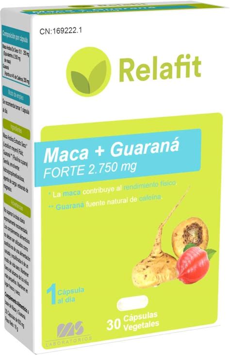 Maca Guaraná Forte 2 750 mg 30 Cápsulas Vegetales Relafit