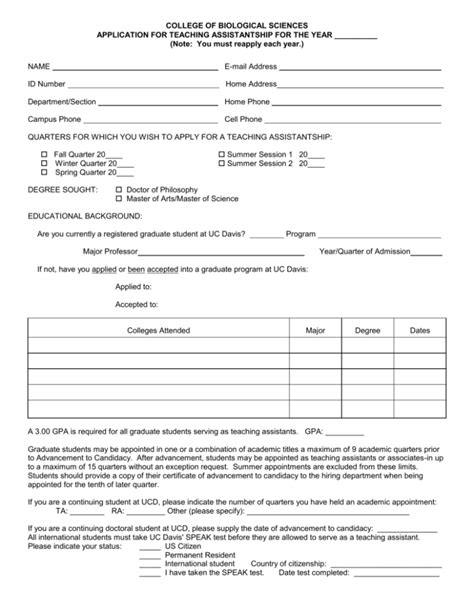 Ta Application Plant Biology Graduate Group