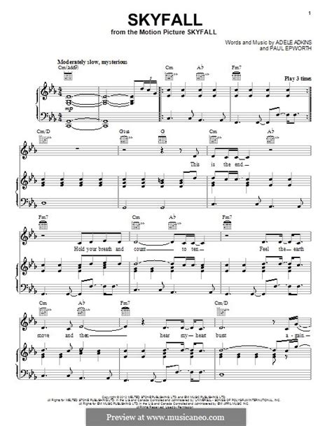 Vocal Version Skyfall By Adele P Epworth Sheet Music On MusicaNeo