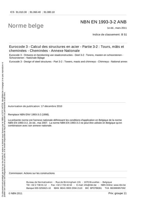 NBN EN 1993 3 2 ANB Eurocode 3 Calcul Des Structures En Acier