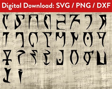 Daedric Letters / Runes SVG PNG DXF Elder Scrolls Skyrim - Etsy