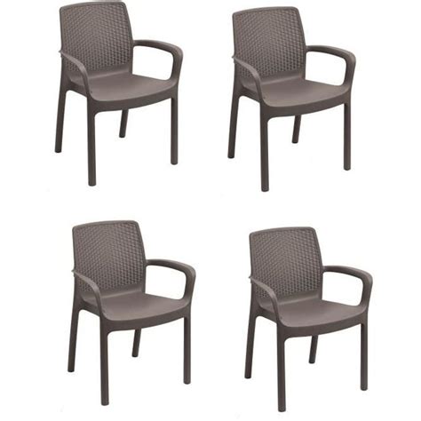 Dmora SET De 4 Chaises Empilables Effet Rotin Made In Italy 60x54x82