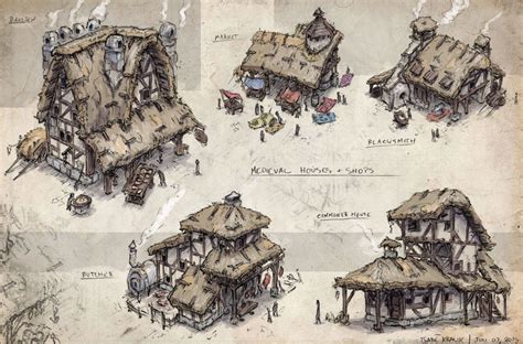 Medieval Shops Houses Gabe Kralik Concept Art Characters Concept