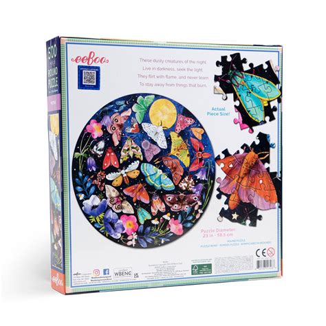 Moths by eeBoo | 500 Piece Round Jigsaw Puzzle