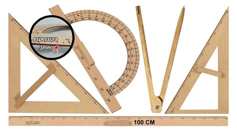 Kit Geom Trico Do Professor Mdf R Gua R Gua Metro Compasso