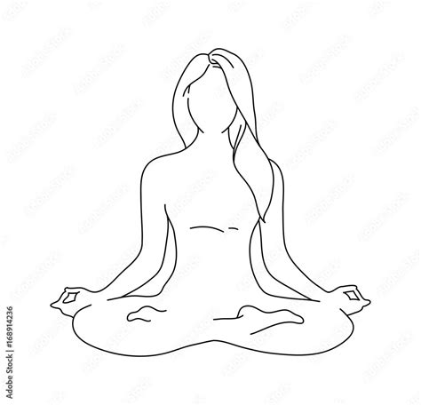 Woman Yoga Pose Lotus Position Silhouette Vector Illustration Meditation Monochrome Icon