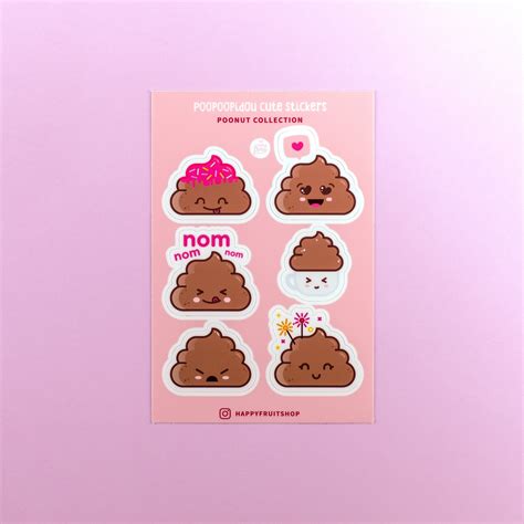 Cute Poo Stickers Sheets Set 7pcs With Kawaii Poo Emoji | Etsy