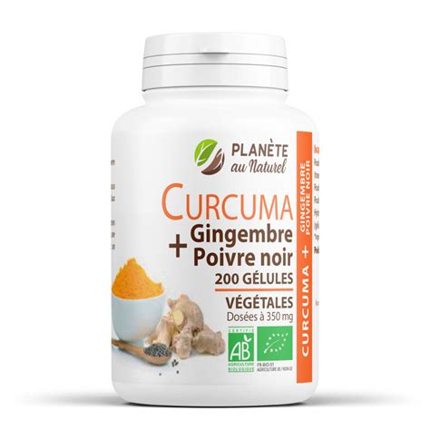 Complexe Curcuma Gingembre et Poivre Noir Bio 200 gélule végétales