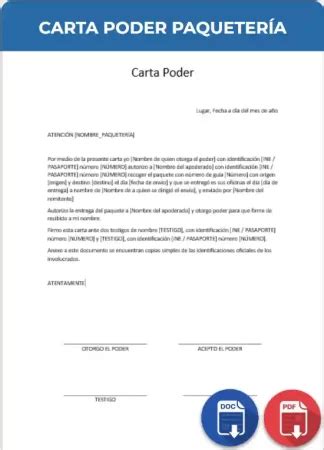 Carta Poder Para Recoger Paqueter A Ejemplos Y Formatos Word Pdf