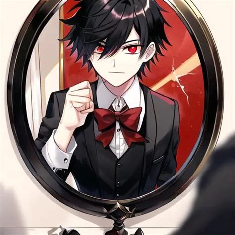 Damien Male Short Black Hair Red Eyes Placing Hi