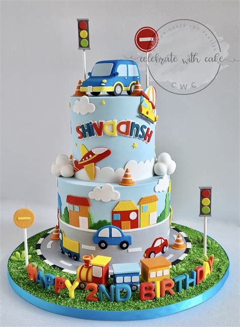 Celebrate With Cake Transport Themed 2 Tier Cake