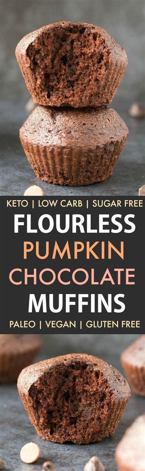 Healthy Flourless Paleo Vegan Pumpkin Chocolate Muffins Keto Sugar Free