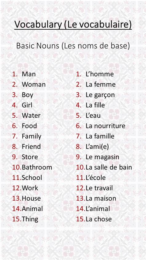 The 100 Most Common French Nouns 53 Off