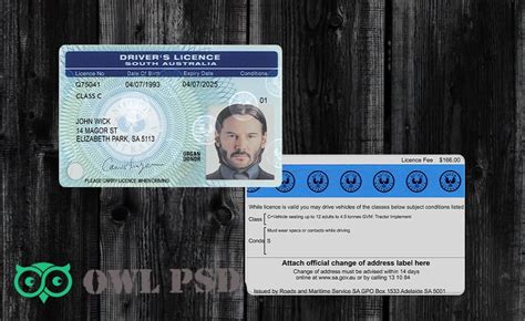 Owl Psd High Quality Fake Template Australia Sa Driver License