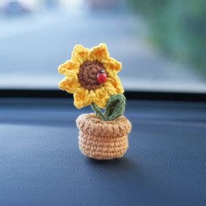 Crochet Positive Flowers Bouquet Sunflowers Tulips Roses Heart