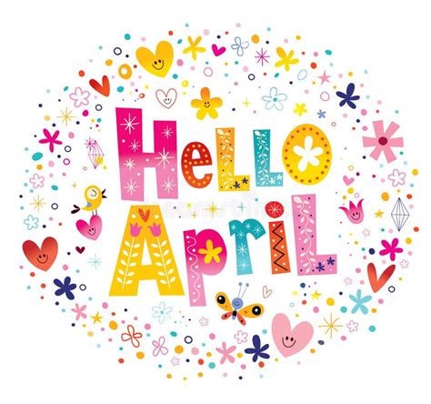 Hello April Typographic Design Stock Vector Illustration Of Heraldic