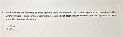 Solved Work Through The Following Addition Problem Using Two Chegg