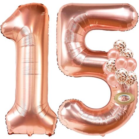 KatchOn Rose Gold 15 Balloons Number Giant 40 Inch 15 Birthday