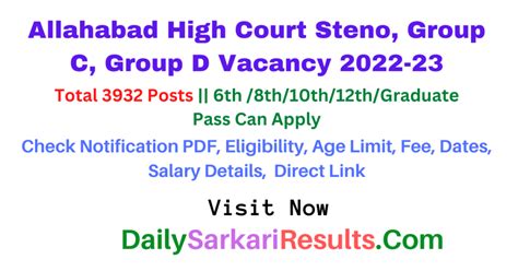 Allahabad High Court Group C D Score Card Out 2023 Download Now