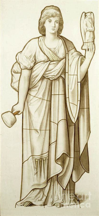 Muse Of Sculpture Cartoon For Stained Glass C1890 Painting By