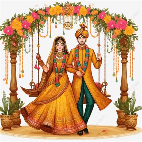 Clipart De Noiva E Noivo De Casamento Tradicional Indiano PNG