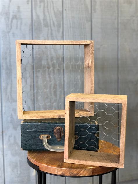 Pallet Woodchicken Wire Shadow Box Etsy