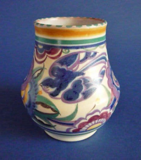 Poole Pottery Pb Pattern Bluebird Vase C1930