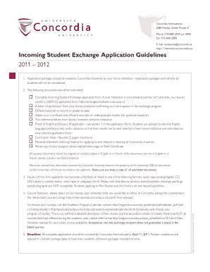 Fillable Online Incoming Student Exchange Application Guidelines