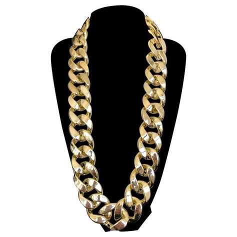 Thick gold metal neck chain necklace unisex Celebrity Vibrato Big Gold ...