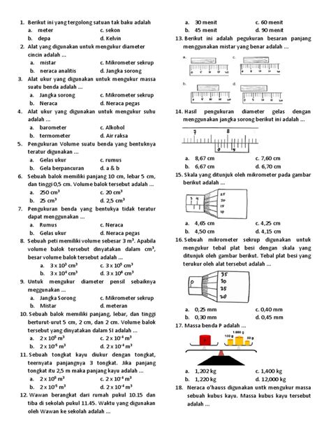 Soal Materi Pengukuran Kelas Vii Smp Pdf