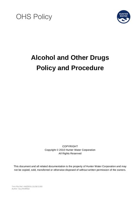 Drug And Alcohol Policy 9 Examples Format Pdf