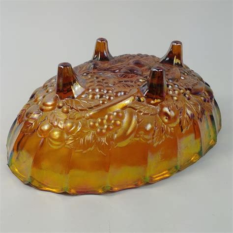 Indiana Amber Carnival Glass Footed Large Oval Fruit Bowl Etsy