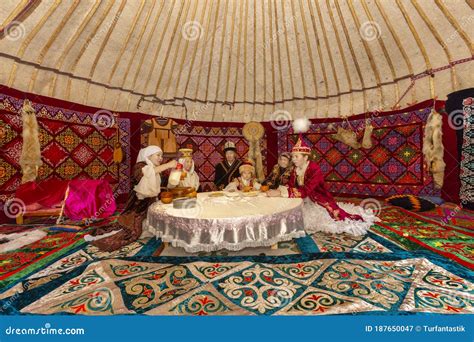 Interior Of Nomadic Tent Known As Yurt, Kazakhstan Editorial Image ...