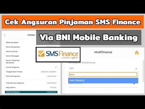 Cara Cek Angsuran Pinjaman Sms Finance Via Bni Mobile Banking