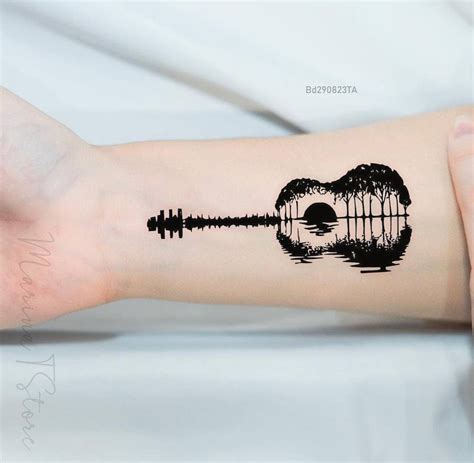 Music Tattoo Design Guitar Temporary Tattoo For Music Lovers Acoustic