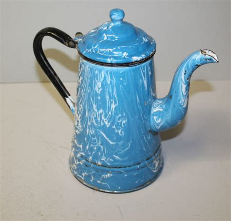 Bargain John S Antiques Antique Blue White Swirl Graniteware Coffee